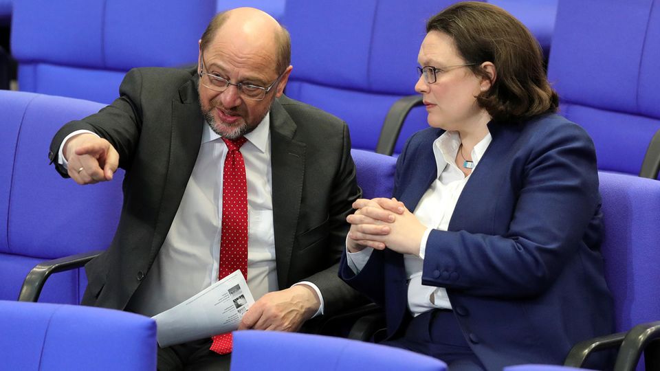 Martin Schulz (l.) und SPD-Fraktionsvorsitzende Andrea Nahles