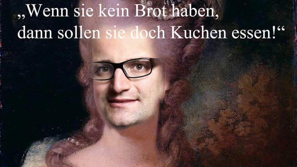 Rechtes Gedankengut: 14. 3. 2018, 8.22 Uhr: CDU-Mann Spahn hat mit Äußerungen über Armut provoziert. Das bringt ihn in den Chat, montiert in ein Gemälde der französischen Königin Marie-Antoinette 14. 3. 2018, 8.22 Uhr: CDU-Mann Spahn hat mit Äußerungen über Armut provoziert. Das bringt ihn in den Chat, montiert in ein Gemälde der französischen Königin Marie-Antoinette
