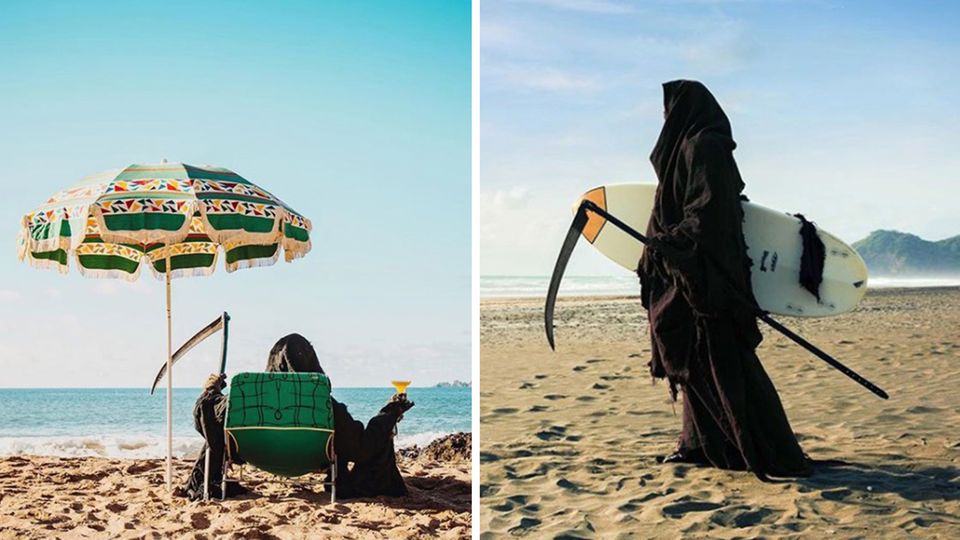 Witziger Instagram-Kanal: Sensenmann am Strand: So sieht es aus, wenn der Tod mal Spaß haben will Witziger Instagram-Kanal: Sensenmann am Strand: So sieht es aus, wenn der Tod mal Spaß haben will