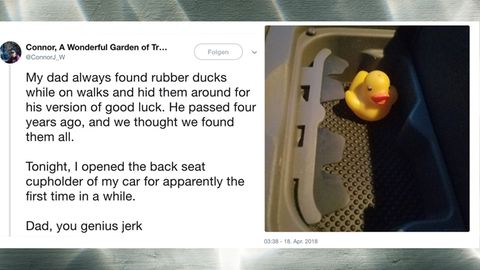 Viraler Twitter-Post: Ein Mann findet in seinem Auto eine Gummiente - die Geschichte dahinter berührt