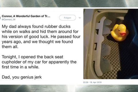 Viraler Twitter-Post: Ein Mann findet in seinem Auto eine Gummiente - die Geschichte dahinter berührt