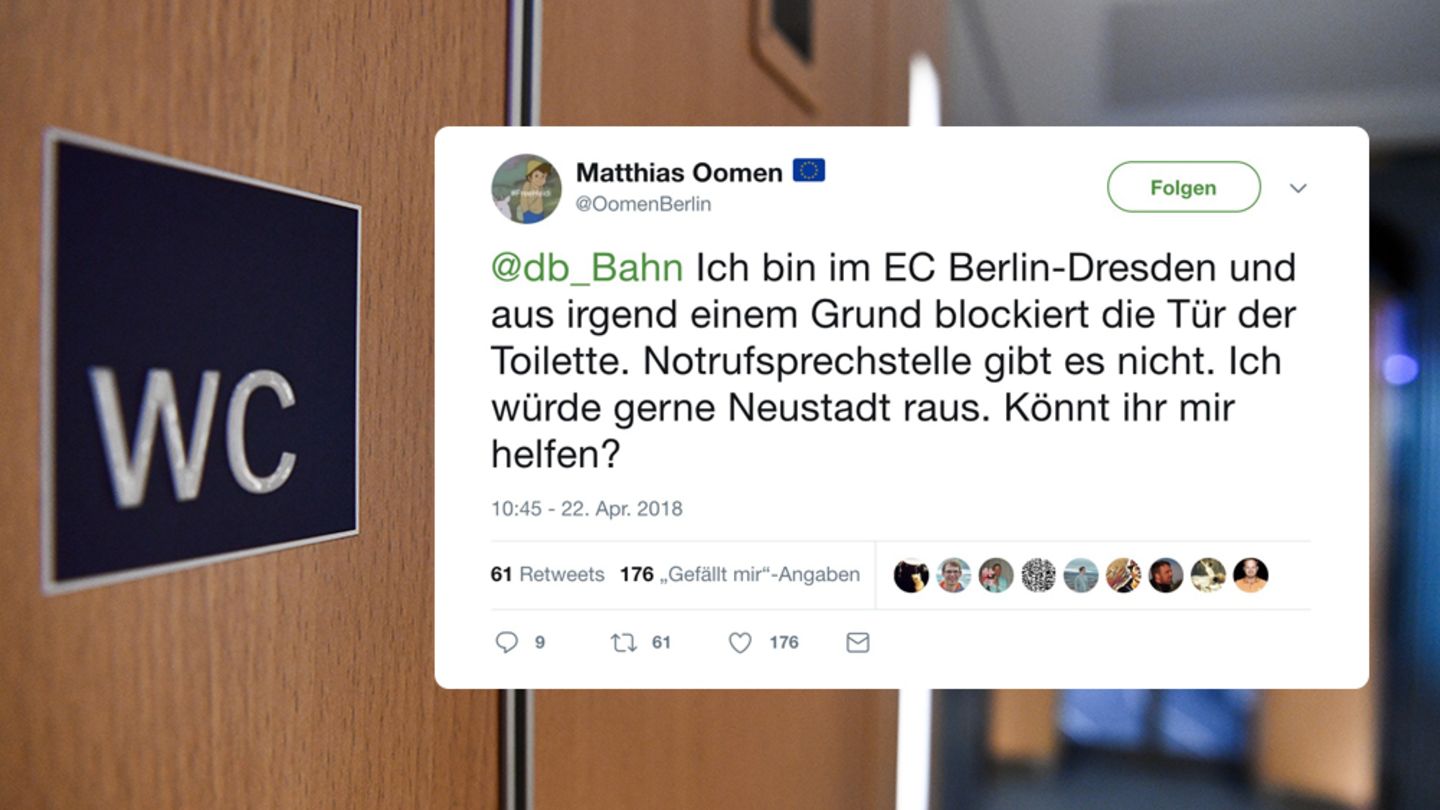 Mann auf Zugtoilette eingesperrt