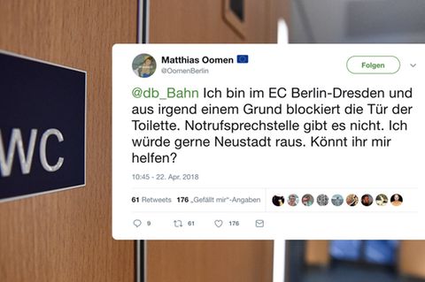Mann auf Zugtoilette eingesperrt