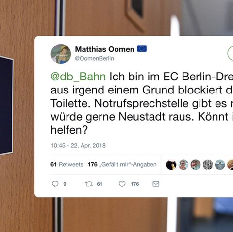 Mann auf Zugtoilette eingesperrt