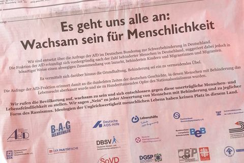 Anzeige von 18 Sozialverbänden gegen eine Anfrage der AfD zu Behinderung und Inzest