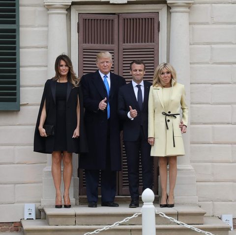 Melania und Donald Trump posieren mit Emmanuel Macron und dessen Frau Brigitte