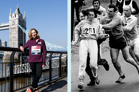 Die Marathon-Läuferin Kathrine Switzer einmal 1967 und 2018
