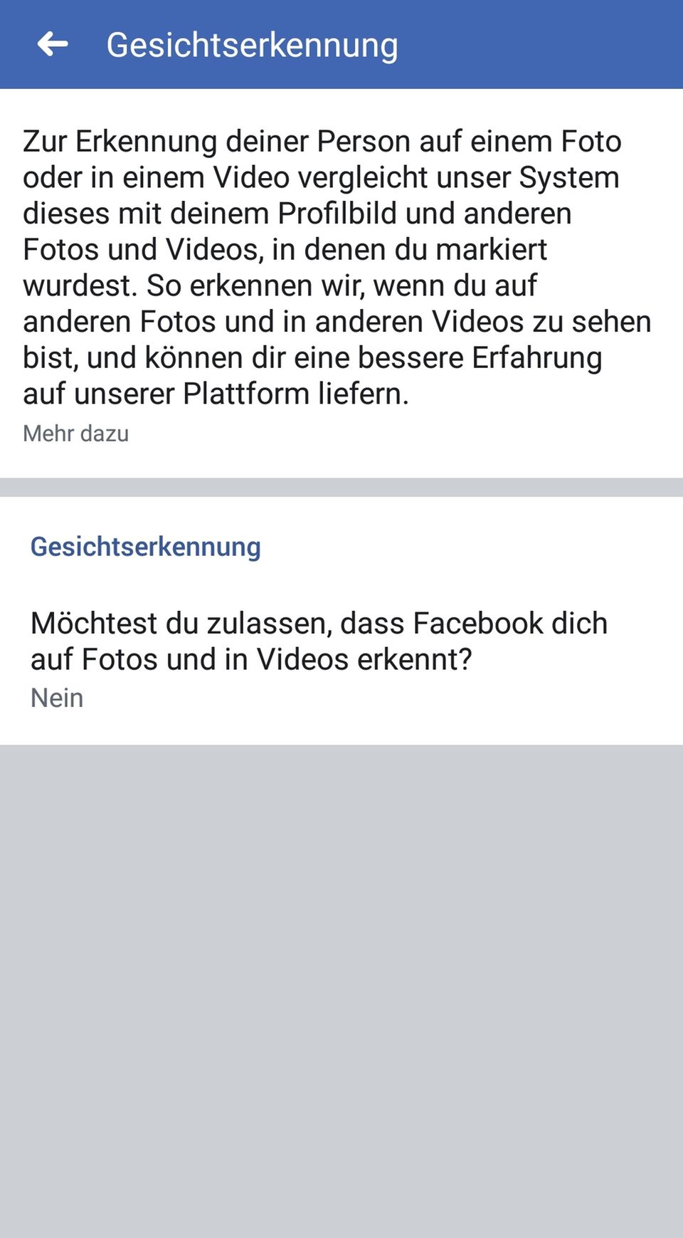 Facebook-Abfrage zur Gesichtserkennung