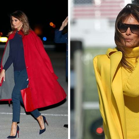 Melania Trump: Ihren Mantel trägt sie meist über der Schulter