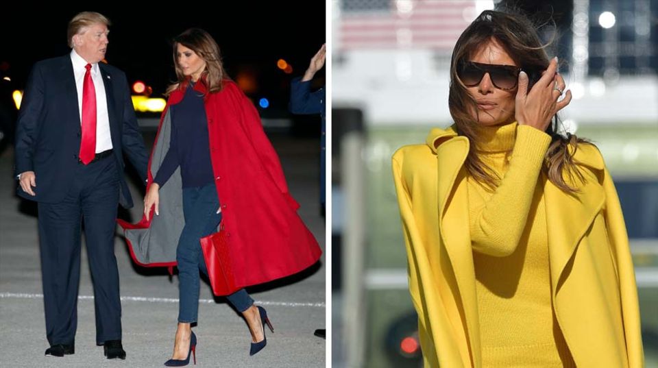 Melania Trump: Ihren Mantel trägt sie meist über der Schulter