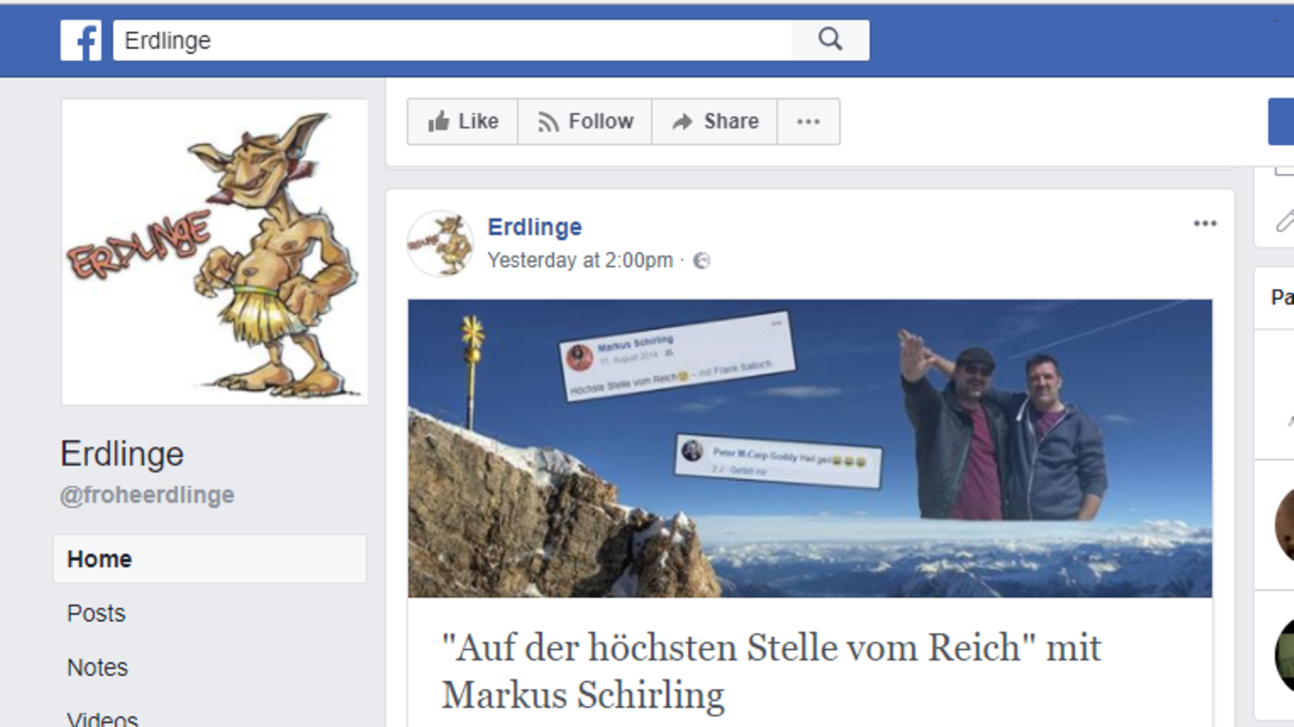 Unter anderem auf der Facebook-Seite der "Erdlinge" wurde das Bild des AfD-Mannes Markus Schirling gepostet