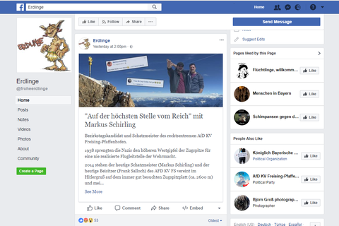 Unter anderem auf der Facebook-Seite der "Erdlinge" wurde das Bild des AfD-Mannes Markus Schirling gepostet