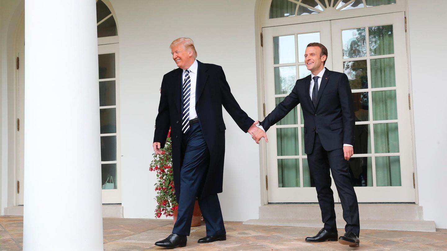 Donald Trump Emmanuel Macron Balkon Oval Office
