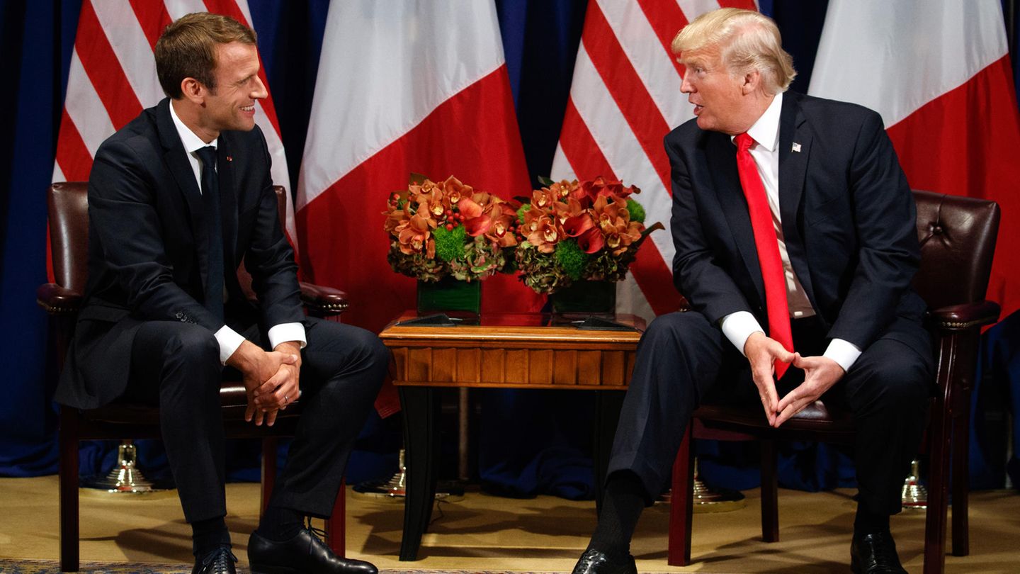 Donald Trump Emmanuel Macron Unterhaltung