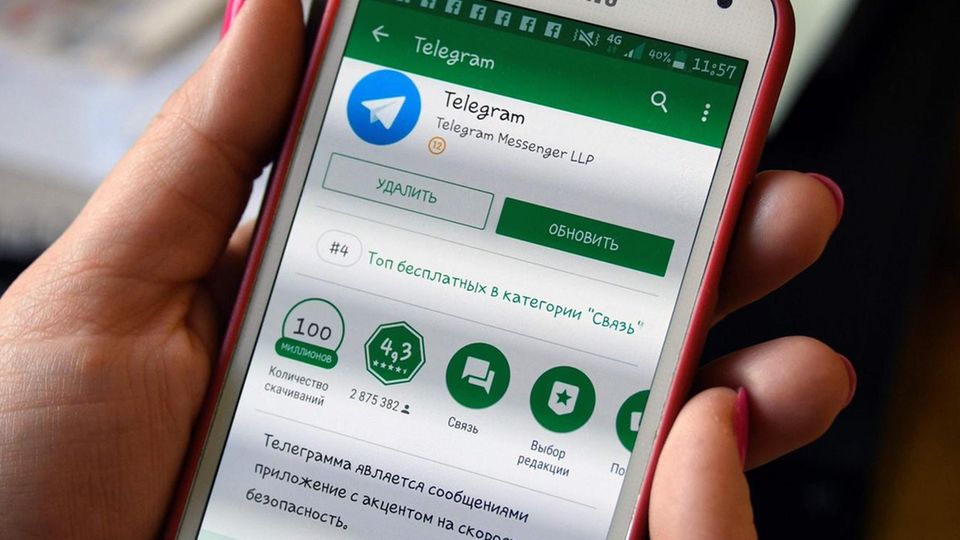 Die russische Telegram-Version auf einem Smartphone in Moskau