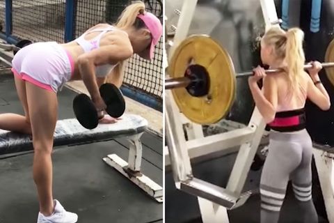 Zierliche Flugbegleiterin: Stewardess überrascht beim Bodybuilding - und drückt mehr als mancher Mann