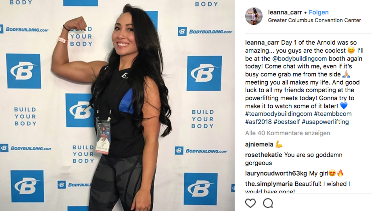 Kraftsportlerin Leanna Carr zeigt ihre Muskeln