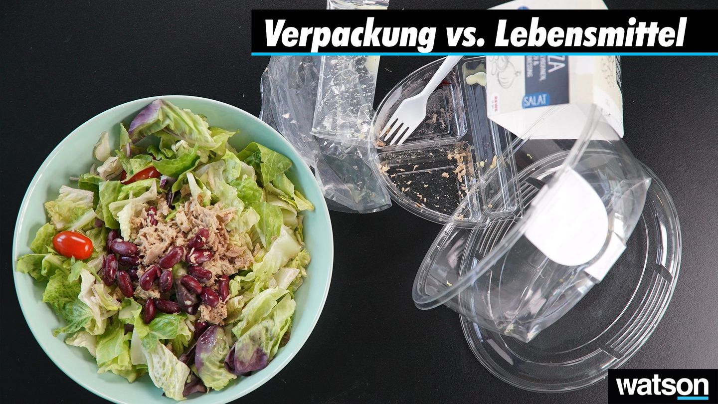Dieser Salat besteht aus sieben Plastikteilen