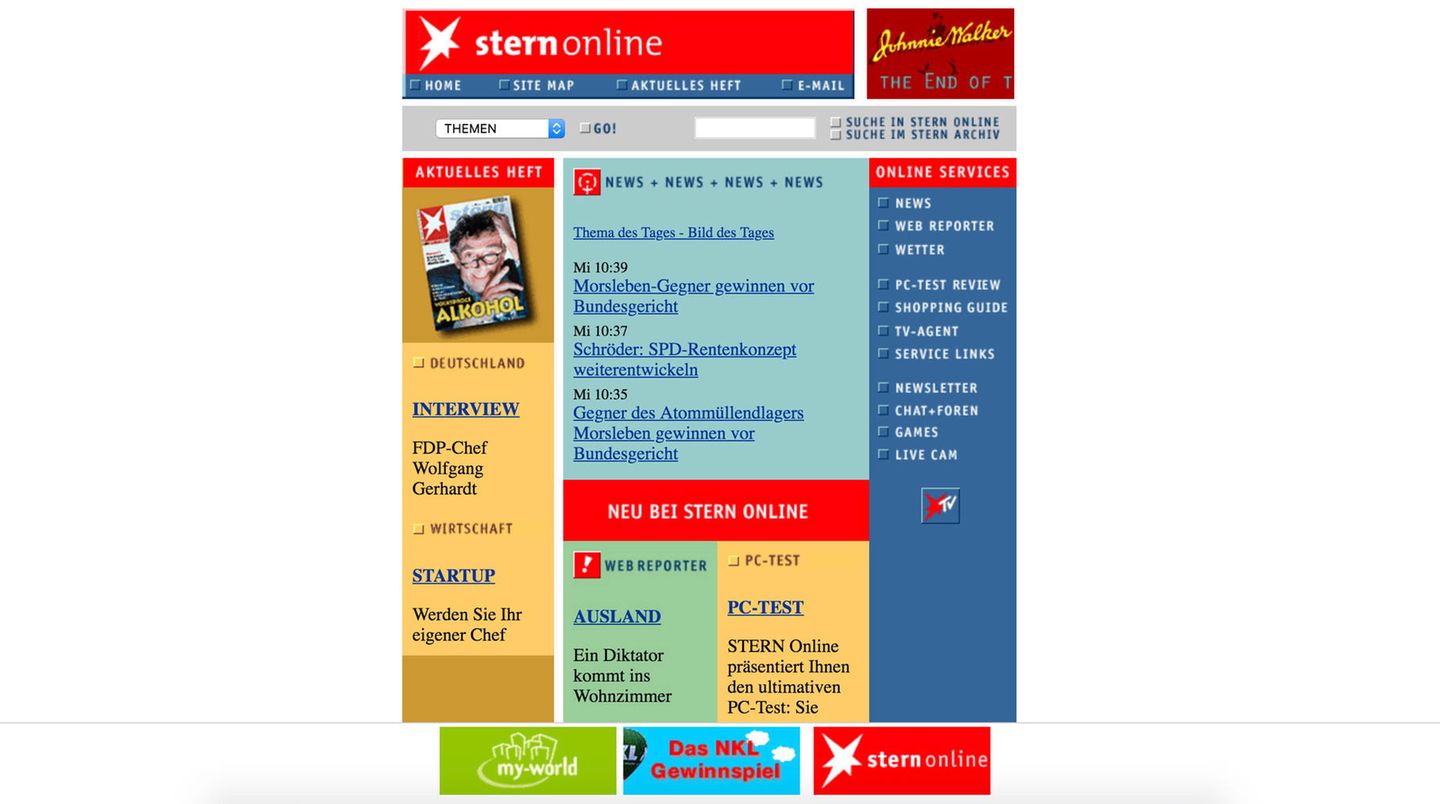 Screenshot von Stern.de in 1997