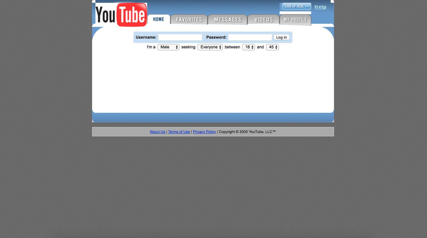 Screenshot von YouTube in 2005