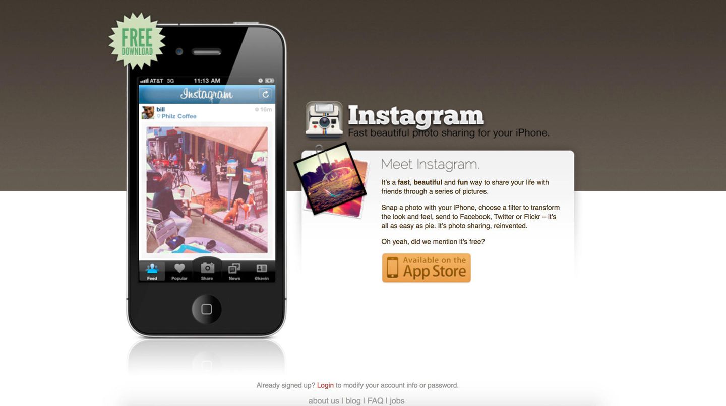 Screenshot von Instagram in 2010