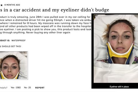 5 von 5 Sternen: Nach Autounfall: Diese Make-up-Bewertung hat auf Twitter hunderttausende Likes