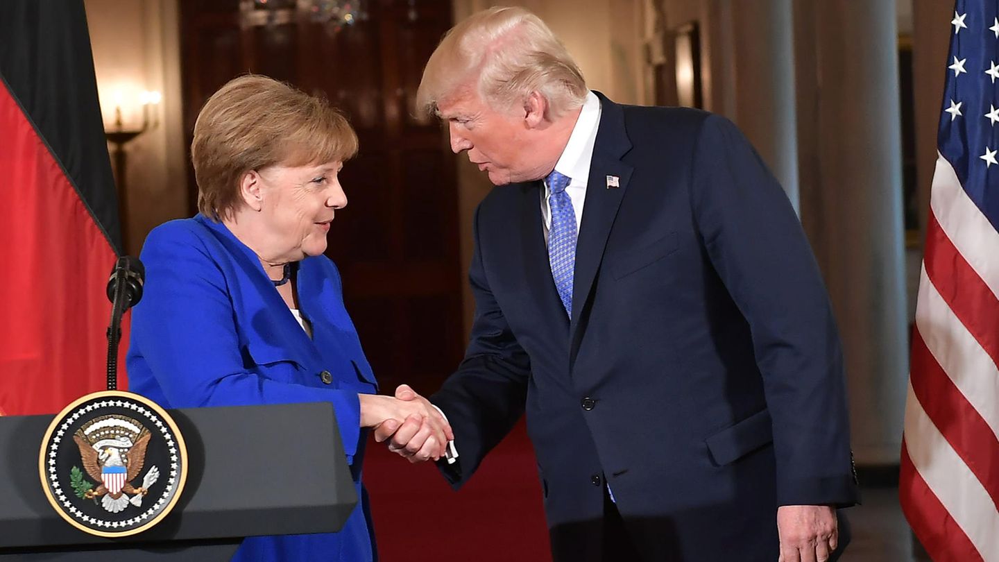 Angela Merkel ist zum zweiten Mal in Trumps Weißen Haus zu ...