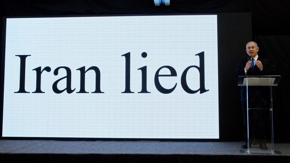 Israels Premier Benjamin Netanjahu bei seiner Präsentation der angeblichen Beweise für das iranische Atomprogramm