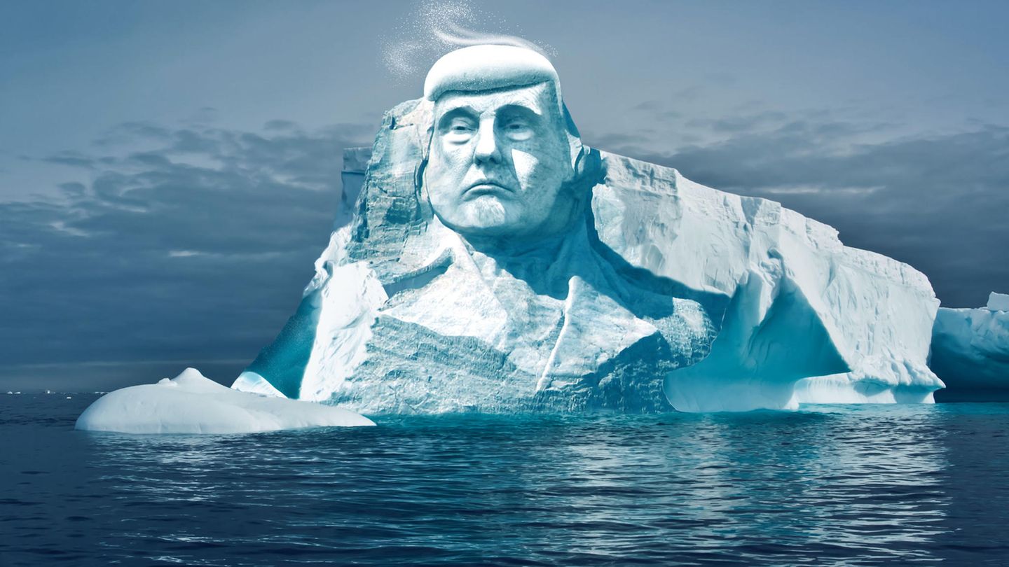 So soll das Projekt umgesetzt aussehen: Das Gesicht von Donald Trump in einen Eisberg gemeißelt