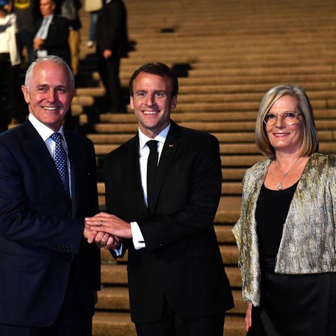 Emmanuel Macron mit Malcolm und  Lucy Turnbull