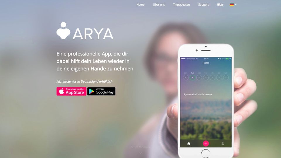 Die App Arya soll Menschen mit Depressionen das Leben erleichtern. 