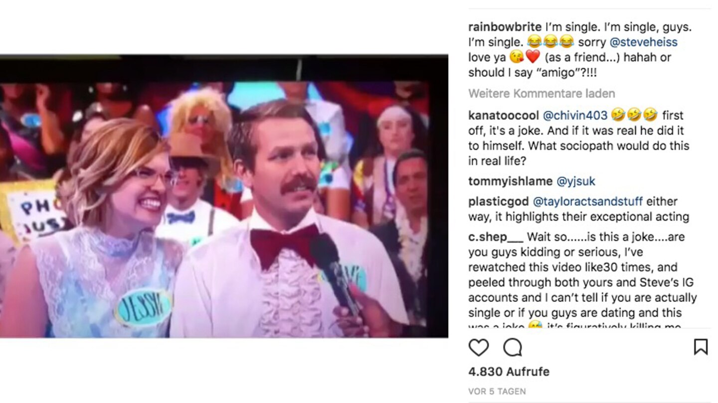 Der Screenshot des Video-Ausschnitts vom Instagram-Kanal der Kandidatin Jessie: Sie und Steve sind nur Freunde – das betonte sie wiederholt