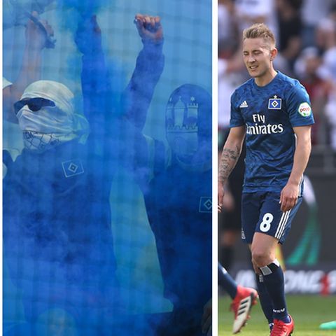 Fußball-Bundesliga: Vfl-Wolfsburg Trainer Bruno Labbadia, HSV-Fans, HSV-Spieler Lewis Holtby und Bobby Wood