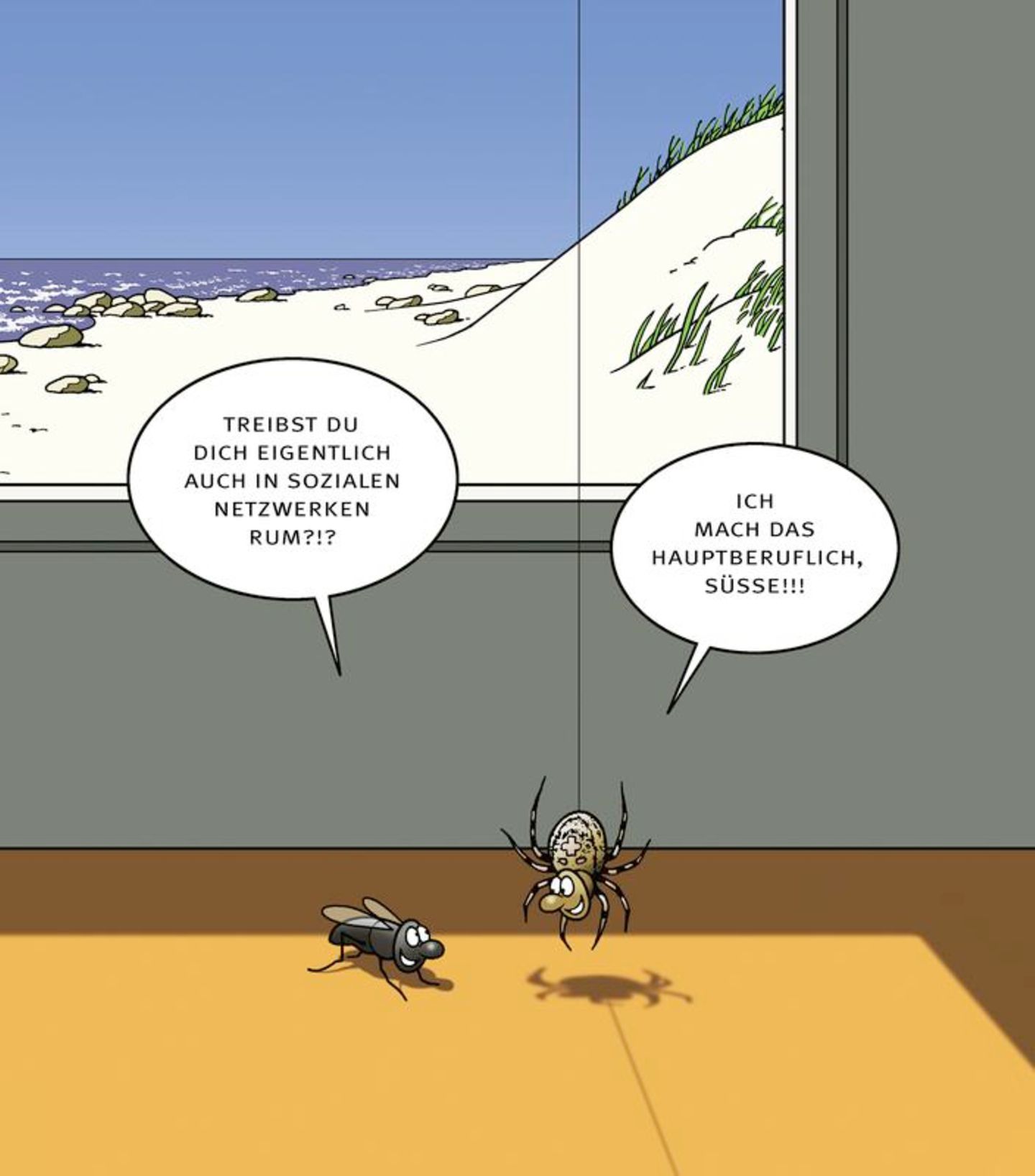 Cartoon zum Tag des Notrufs: Wo bleibt Feuerwehrmann Horst?