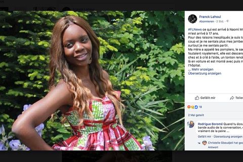 Ein Facebook-Post zeigt Naomi Musenga, eine farbige junge Frau mit langen Locken. Sie trägt ein buntes Sommerkleid