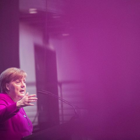 Angela Merkel spricht im Rahmen des Katholikentages