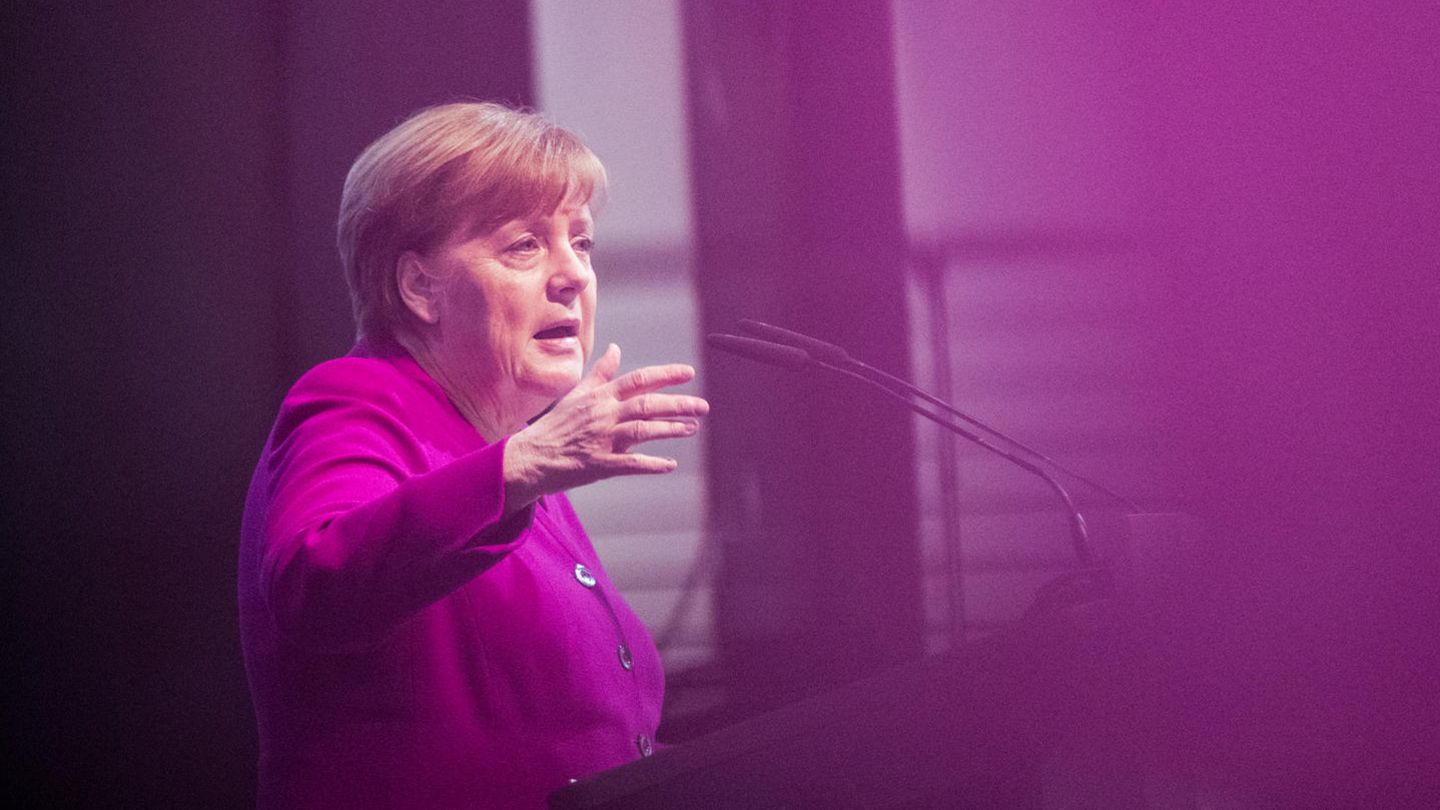 Angela Merkel spricht im Rahmen des Katholikentages