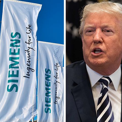 Deutsche Unternehmen wie Siemens bekommen die neuen Sanktionen von US-Präsident Donald Trump (r.) gegen den Iran unter Ajatollah Ali Chamenei (l.) zu spüren