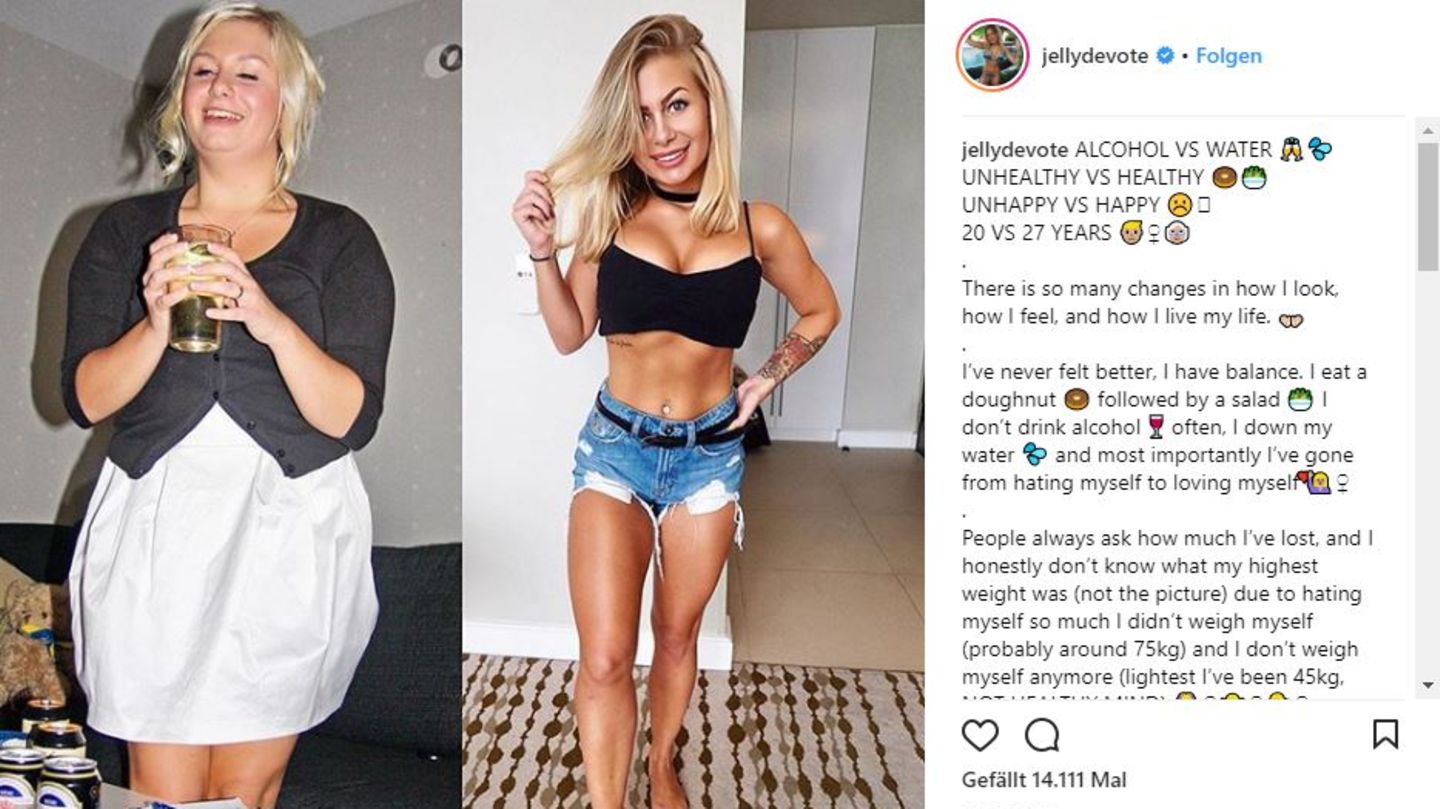 Das Fitness-Model vorher (links) und nach ihrer Ernährungsumstellung