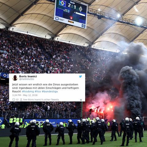 Twitter-Reaktionen: Fan-Randale bei HSV-Abstieg: "Jetzt wissen wir, wie die Dinos ausgestorben sind"
