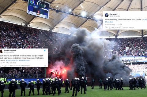 Twitter-Reaktionen: Fan-Randale bei HSV-Abstieg: "Jetzt wissen wir, wie die Dinos ausgestorben sind"