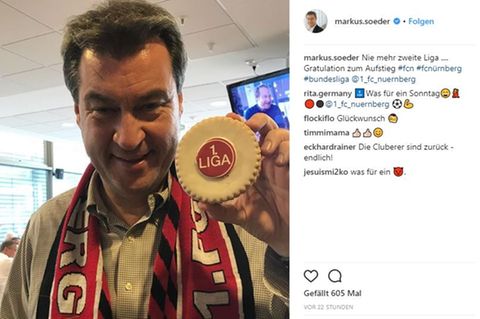 Markus Söder feiert mit dem Club
