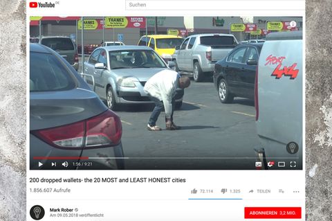 Experiment: Youtuber verteilt 200 Geldbörsen in 20 Städten: Wie ehrlich sind die Finder?