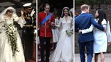 Fünfmal wurde das Outfit von Lady Diana Spencer umgenäht – weil sie immer mehr an Gewicht verlor. Kate Middletons Gewand im Grace-Kelly-Look soll über 250.000 Euro gekostet haben. Gemeinsame Auftritte wie hier zur Verlobung beherrschen Meghan und Harry perfekt