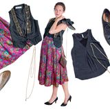 Lea  Das richtige Hochzeitsoutfit ist gar keine so einfache Angelegenheit - vor allem wenn man im 8. Monat schwanger ist so wie ich gerade... Der Rock aber geht immer gut. Ich habe ihn von meiner Mutter vermacht bekommen und er ist schön luftig und oben dehnbar. Die Schleifen-Schuhe sind auch ein Erbstück - von meiner Oma. Sie gefallen wir zwar sehr gut, aber nach spätestens fünf Stunden tun mir darin so die Füße weh, dass ich auf die flachen umsteige. 