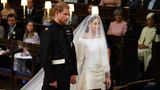 Prinz Harry und Meghan Markle hielten sich während der Zeremonie an den Händen