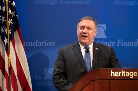 US Außenminister Mike Pompeo stellt vor der konservativen Heritage Stiftung  Washingtons neue Strategie im Umgang mit dem Iran vor