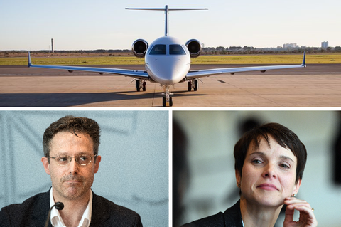 Die früheren AfD-Politiker Marcus Pretzell und Frauke Petry, eine Maschine vom Typ Embraer Legacy 450