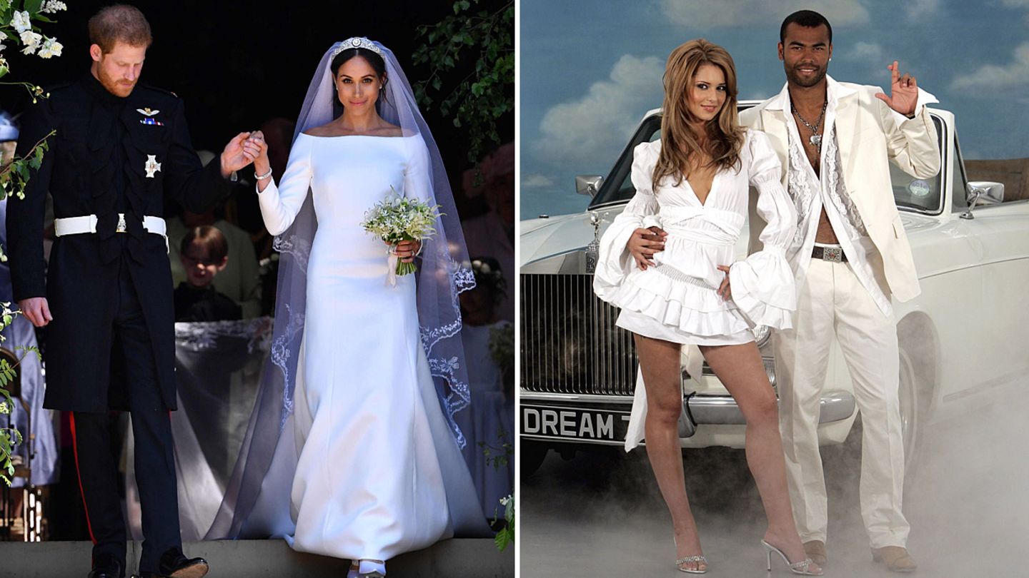 Prinz Harry und Meghan Markle bei ihrer Hochzeit. Cheryl Tweedy und Ashley Cole waren vier Jahre verheiratet.