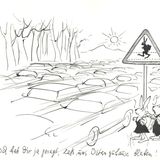 Osterei und Osterhase haben einen festen Platz in der deutschen Feiertagskultur. Für den Karikaturisten Fritz Wolf boten christliche Feste die Chance, auch gesellschaftskritische Themen aufzugreifen. 